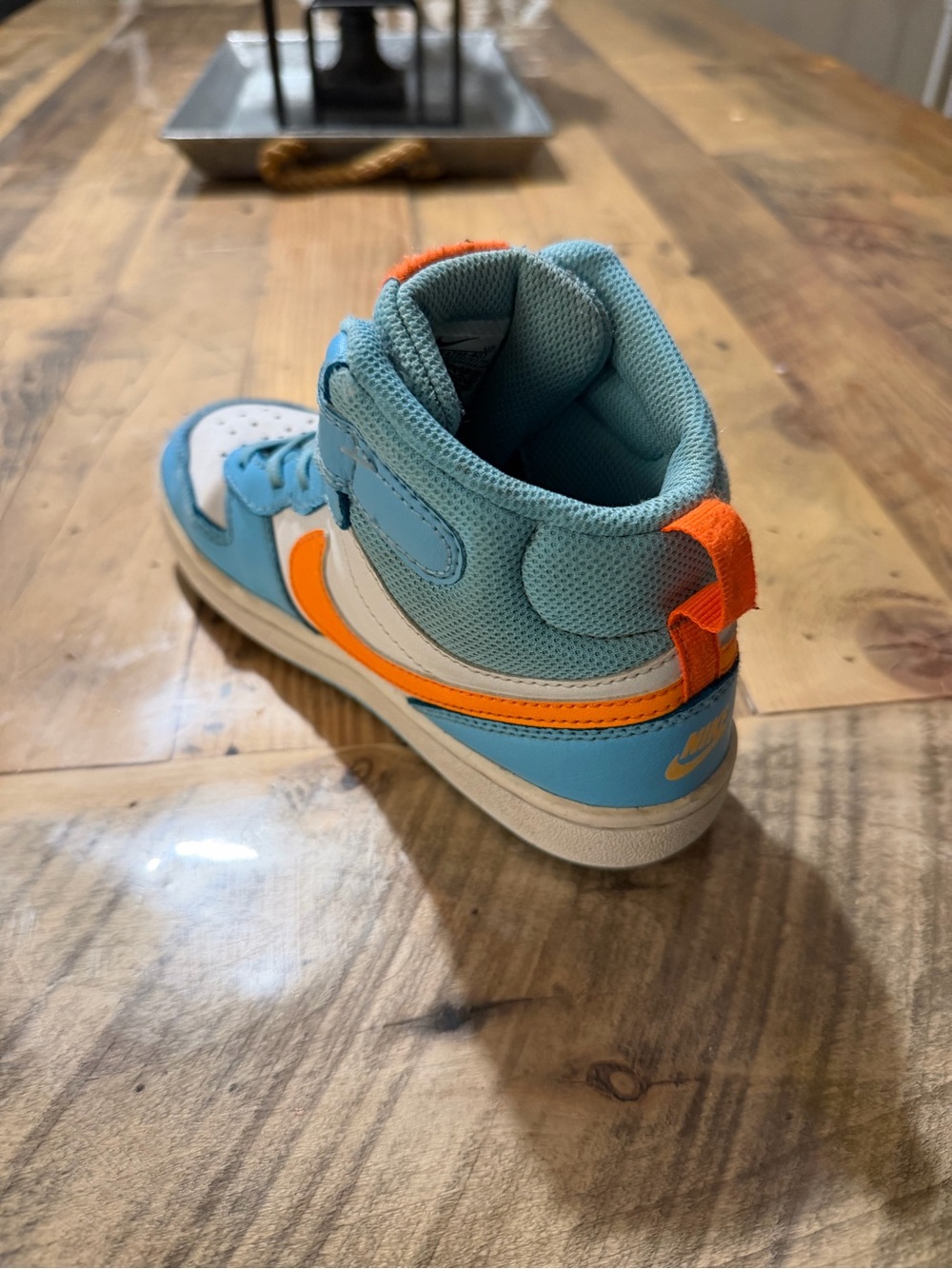 Nike Court Borough Mid 2 (Aquarius Blue / White / Total Orange) 2Y - Picture 6 of 8